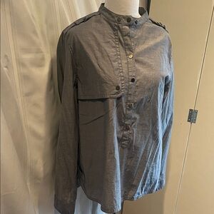 Ann Taylor Gray Button-Up Blouse